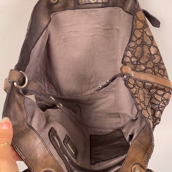 Campomaggi Centaurus in Crocodile Print Laser-Embossed Brown Leather - Picture 8 of 11